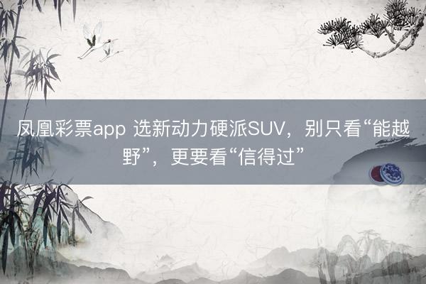 凤凰彩票app 选新动力硬派SUV，别只看“能越野”，更要看“信得过”