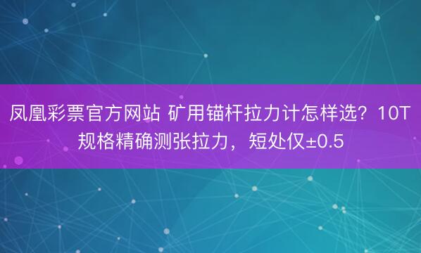 凤凰彩票官方网站 矿用锚杆拉力计怎样选?10T规格精确测张拉力,短处仅±0.5