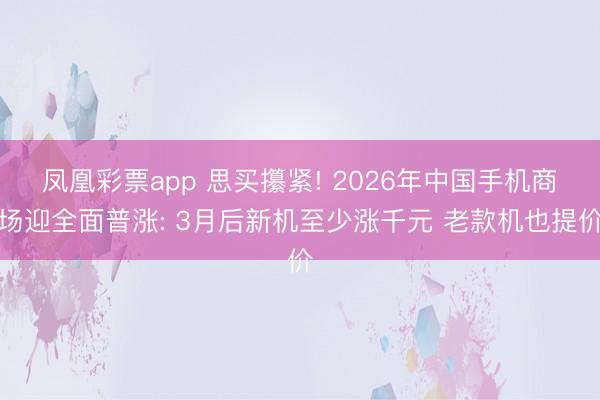 凤凰彩票app 思买攥紧! 2026年中国手机商场迎全面普涨: 3月后新机至少涨千元 老款机也提价